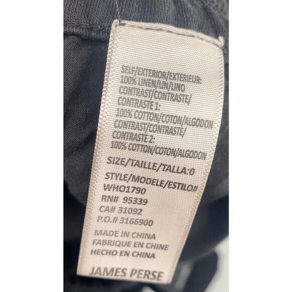 Standard James Perse Patched Pull on Linen Pants Ankle Cropped Black Womens 0 - Picture 9 of 9